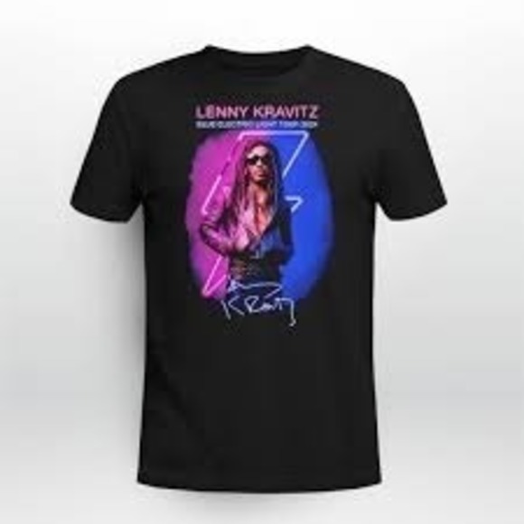 T-shirt Lenny Kravitz Édition Limitée - Bleu Lumière Électrique - 100% Coton - Tailles S à 5XL